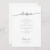 Whimsical Calligraphy Modern Wedding Dinner Menükarte (Vorne/Hinten)