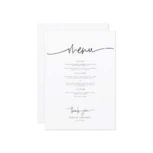 Whimsical Calligraphy Modern Wedding Dinner Menükarte