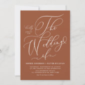 Whimsical Calligraphy Terracotta QR Code Wedding Einladung (Vorderseite)
