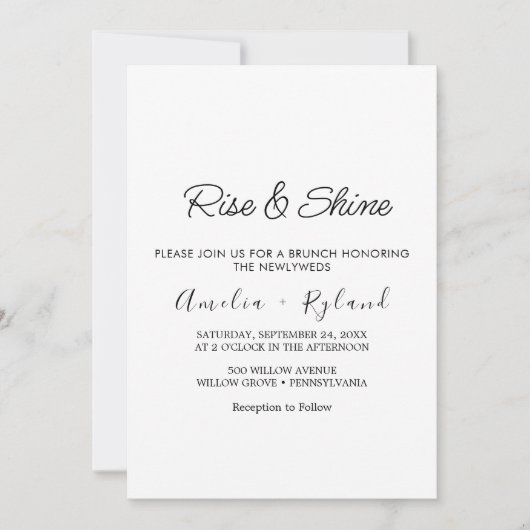 Whimsical Calligraphy Wedding Brunch Einladung (Vorderseite)