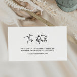 Whimsical Calligraphy Wedding Online Details Begleitkarte<br><div class="desc">Diese kalligraphische Hochzeitskarte für Online-Details Gehäuse ist perfekt für eine moderne Hochzeit. Das Design zeichnet sich durch eine elegante und dennoch rustikale Typografie aus,  die einen schlichten minimalen Look garantiert. Wählen Sie Kraftpapier für einen rustikaleren Look.</div>