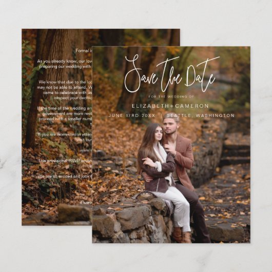 Whimsical Calligraphy Wedding Photo Engagement (Vorne/Hinten)