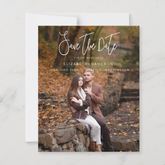 Whimsical Calligraphy Wedding Photo Engagement (Vorderseite)