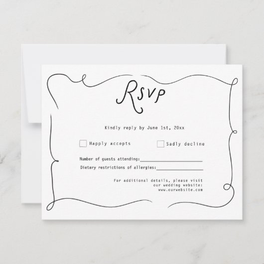 Whimsical Calligraphy Wedding RSVP Card (Vorderseite)