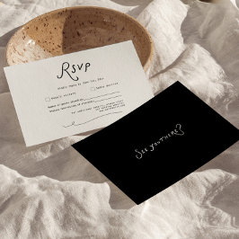 Whimsical Calligraphy Wedding RSVP Card Minimalist Karte