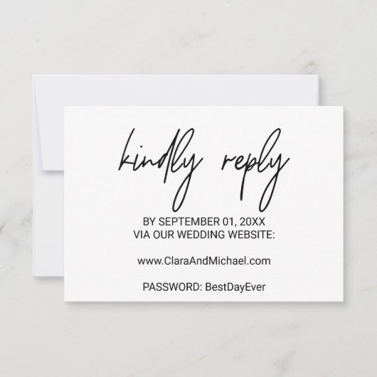 Whimsical Calligraphy Wedding Website RSVP Card (Vorderseite)