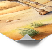 Whimsical Camel Watercolor, Nature Illustration Poster (Ecke)