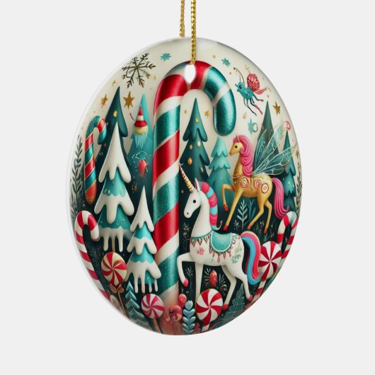 Whimsical Candy Cane Forest Christmas Ornament - P (Rechts)