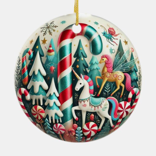 Whimsical Candy Cane Forest Christmas Ornament - P (Hinten)