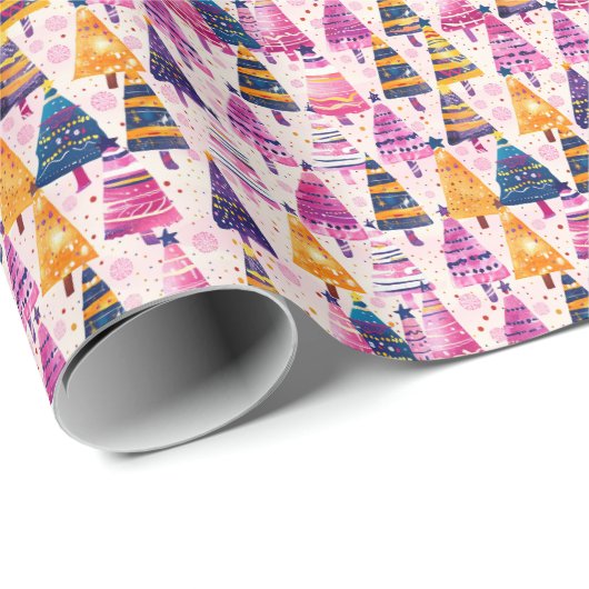 Whimsical Candy Coated Weihnachtsbaum Muster Geschenkpapier (Rolleneckpunkt)
