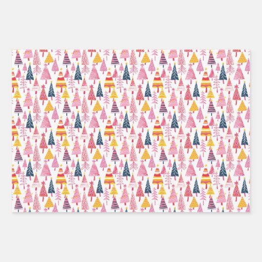 Whimsical Candy Coated Weihnachtsbaum Muster Geschenkpapier Set (Vorderseite)