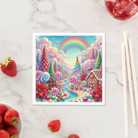 Whimsical Candy Dreamscape & Poinsettia Dekoupage Serviette (Beispiel)