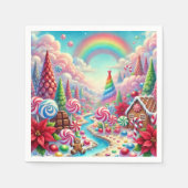 Whimsical Candy Dreamscape & Poinsettia Dekoupage Serviette (Vorderseite)