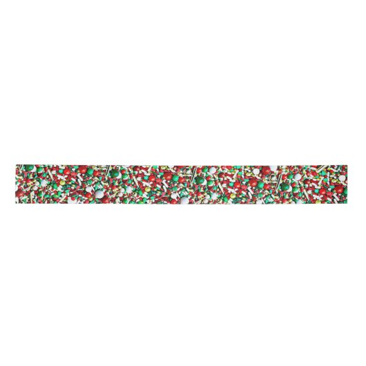 Whimsical Candy Sprinkles Weihnachtsfeiertag Satinband (Vorderseite)