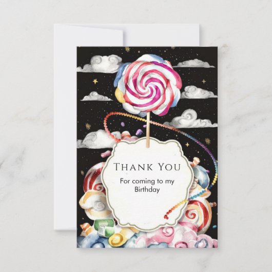 Whimsical Candyland Birthday Dankeskarte (Vorderseite)
