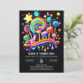 Whimsical Candyland Birthday Einladung (Stehend Vorderseite)