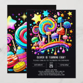 Whimsical Candyland Birthday Einladung (Vorne/Hinten)