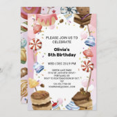 Whimsical Candyland Geburtstagspass für Kinder Einladung (Vorne/Hinten)