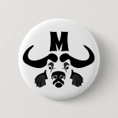 Whimsical Cape Buffalo, in schwarzer Tinte Button (Vorderseite)