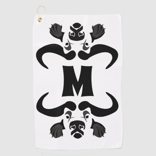 Whimsical Cape Buffalo, in schwarzer Tinte Golfhandtuch (Vorderseite)