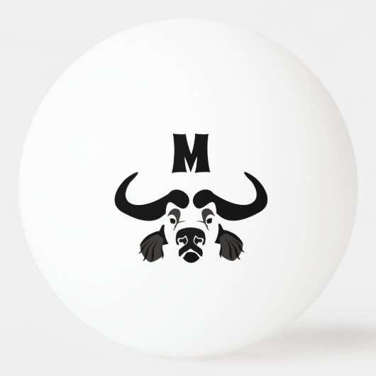 Whimsical Cape Buffalo, in schwarzer Tinte Tischtennisball (Vorderseite)
