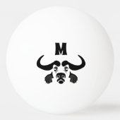Whimsical Cape Buffalo, in schwarzer Tinte Tischtennisball (Rückseite)
