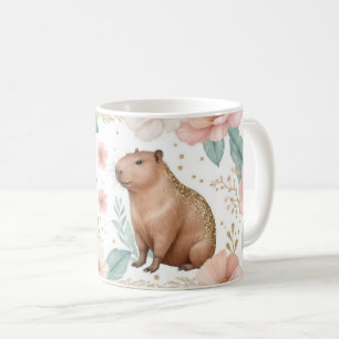 Whimsical Capybara und Floral Delight Kaffeetasse