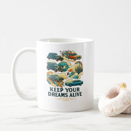 Whimsical Car & Rainbow Mug Kaffeetasse (Mit Donut)