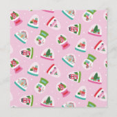 Whimsical Car with Christmas Gifts in Pink Einladung (Rückseite)