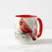 Whimsical Cardinal Christmas Mug Tasse (VorderseiteRechts)
