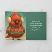 Whimsical Cardinal mit Ohrenschützern Weihnachten  Karte (Innenseite)
