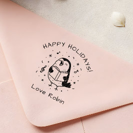 Whimsical Carol Singing Robin Frohe Weihnachten Permastempel