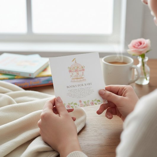 Whimsical Carousel Floral Baby Shower Book Card Begleitkarte