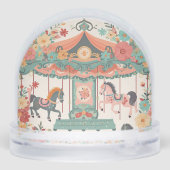 Whimsical Carousel Girls First Birthday Gift Schneekugeln (Rückseite)