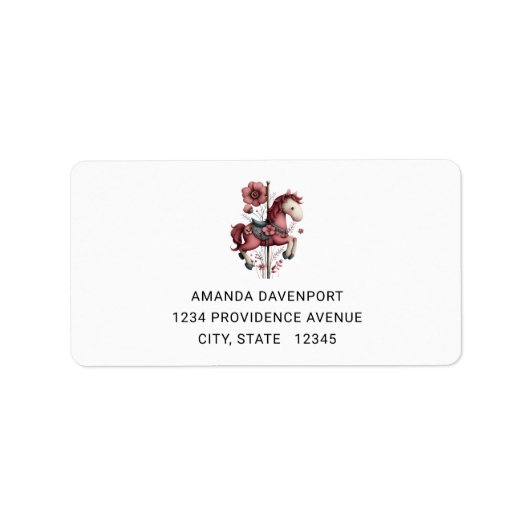 Whimsical Carousel Horse Image Address Adressaufkleber (Vorne)