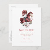 Whimsical Carousel Horse Image Ankündigungspostkarte (Vorne/Hinten)