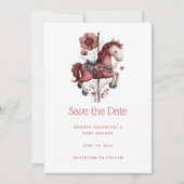 Whimsical Carousel Horse Image Baby Shower Save The Date (Vorderseite)
