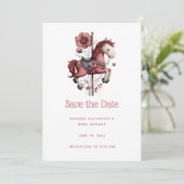 Whimsical Carousel Horse Image Baby Shower Save The Date (Stehend Vorderseite)