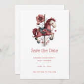 Whimsical Carousel Horse Image Baby Shower Save The Date (Vorne/Hinten)