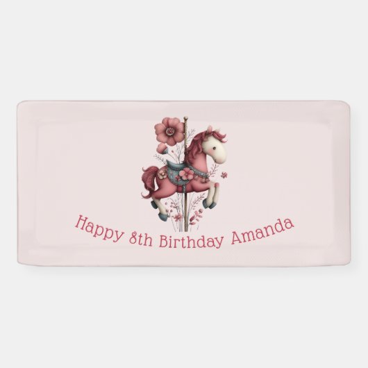Whimsical Carousel Horse Image Birthday Banner (Horizontal)