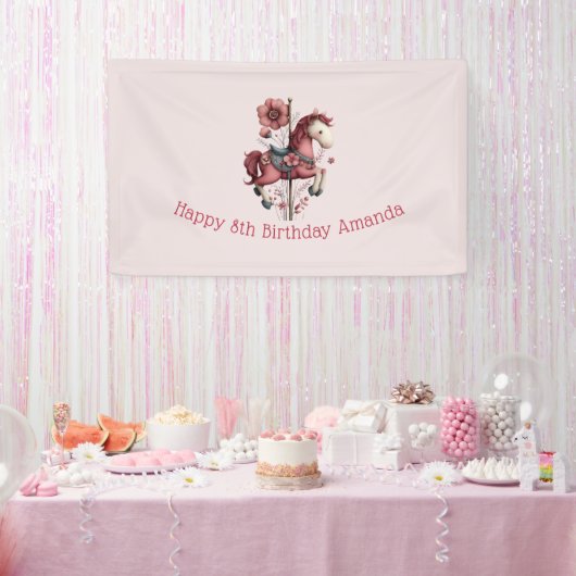 Whimsical Carousel Horse Image Birthday Banner (Party)