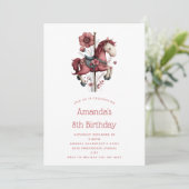 Whimsical Carousel Horse Image Birthday Einladung (Stehend Vorderseite)