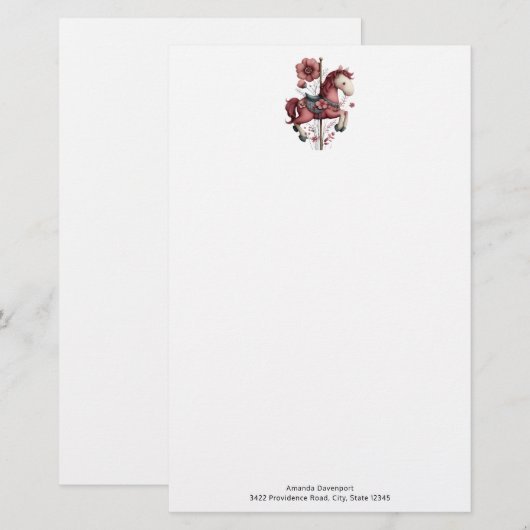 Whimsical Carousel Horse Image Briefpapier (Vorne/Hinten)