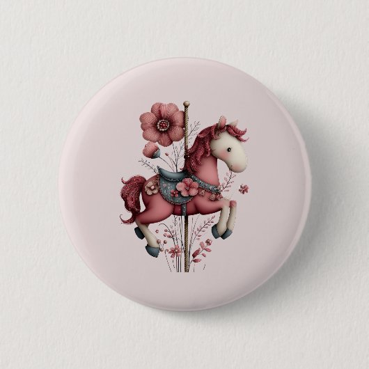 Whimsical Carousel Horse Image Button (Vorderseite)