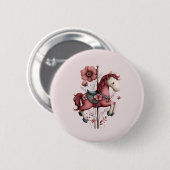 Whimsical Carousel Horse Image Button (Vorne & Hinten)