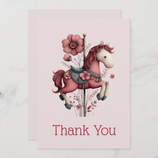 Whimsical Carousel Horse Image Dankeskarte (Vorne/Hinten)