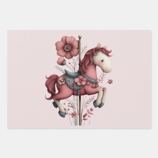 Whimsical Carousel Horse Image Geschenkpapier Set (Vorderseite 3)