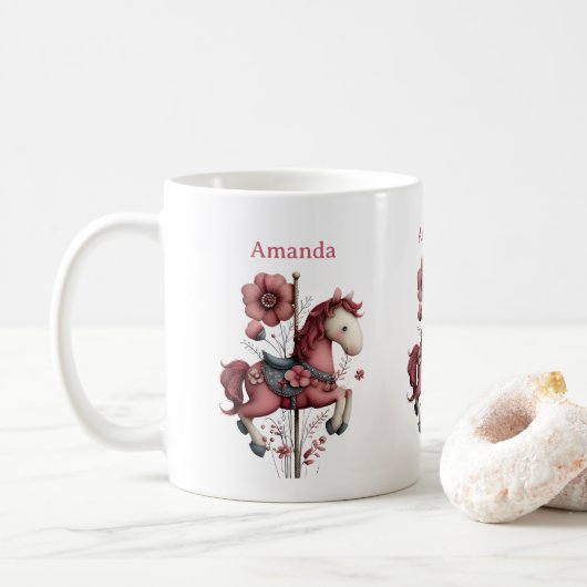 Whimsical Carousel Horse Image Kaffeetasse (Mit Donut)