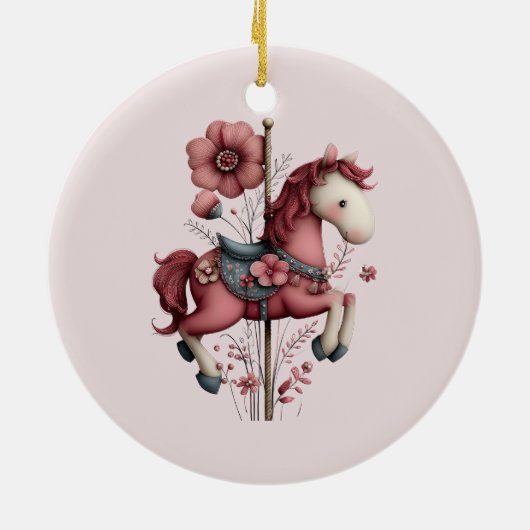 Whimsical Carousel Horse Image Keramik Ornament (Hinten)