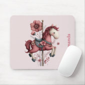 Whimsical Carousel Horse Image Mousepad (Mit Mouse)